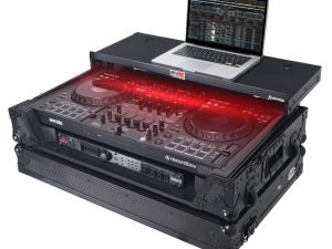 ProX ATA Flight Style Road Case For Pioneer DDJ-FLX10 DJ Controller w/Laptop Shelf 1U Rack Space Wheels: LED Black Finish