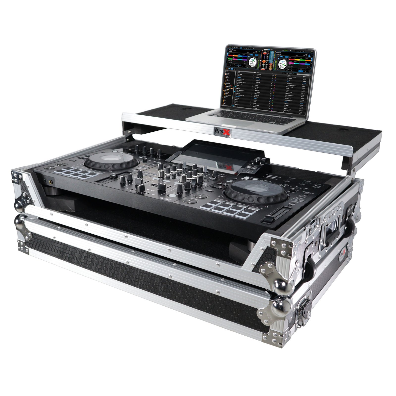 ProX ATA Style DJ Controller Case for Pioneer DDJ-REV5 XDJ-RX3 RX2 W/ Laptop Shelf and Wheels: Silver/ Black - Image 5