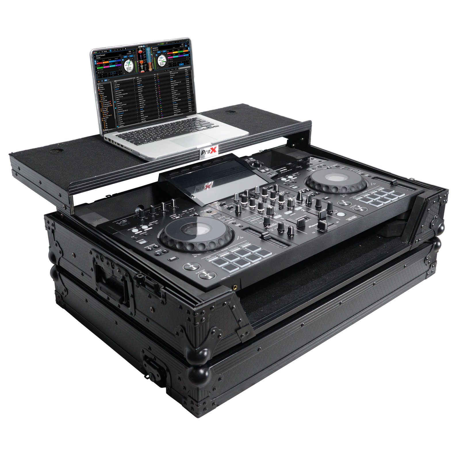 ProX ATA Style DJ Controller Case for Pioneer DDJ-REV5 XDJ-RX3 RX2 W/ Laptop Shelf and Wheels | Black Finish - Image 3
