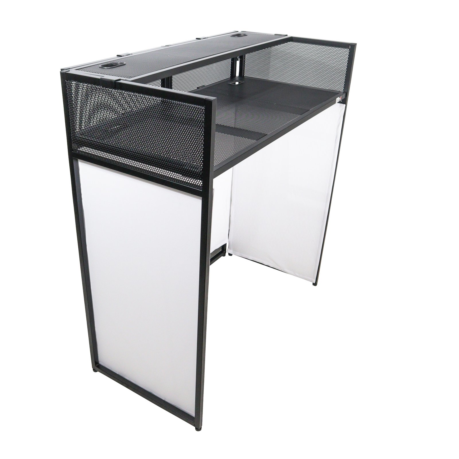 ProX XF-VISTA BL MK2 VISTA DJ Booth Facade Table Station with White / Black Scrim kit and Padded Travel Bag | Black Hardware - Image 5