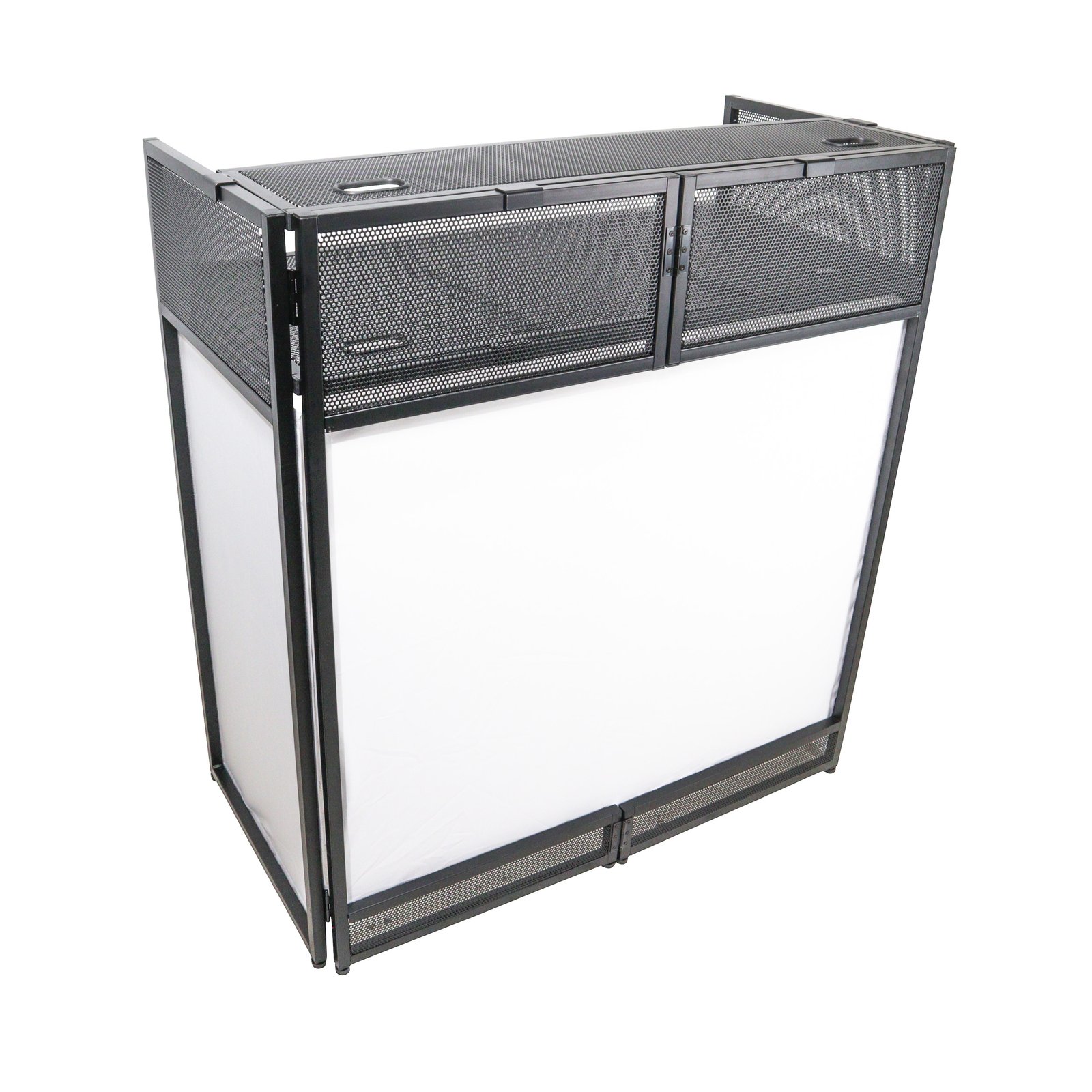 ProX XF-VISTA BL MK2 VISTA DJ Booth Facade Table Station with White / Black Scrim kit and Padded Travel Bag | Black Hardware - Image 6