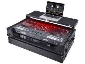 ProX XS-RANEFOUR WLTBL LED Road Case For RANE Four DJ Controller w/Laptop Shelf 1U Rack Space LED and Wheels