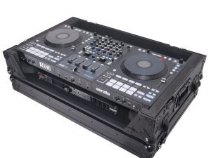 ProX XS-RANEFOURWBL Flight Style Road Case For RANE Four DJ Controller with 1U Rack Space and Wheels,Black Finish