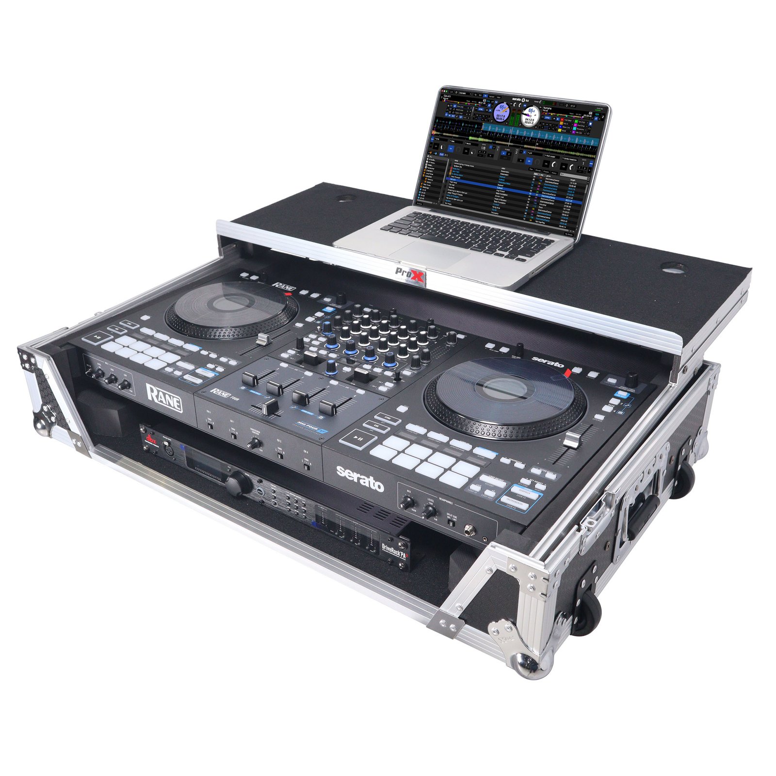 ProX XS-RANEFOUR WLT Road Case For RANE Four DJ Controller w/Laptop Shelf 1U Rack Space LED and Wheels