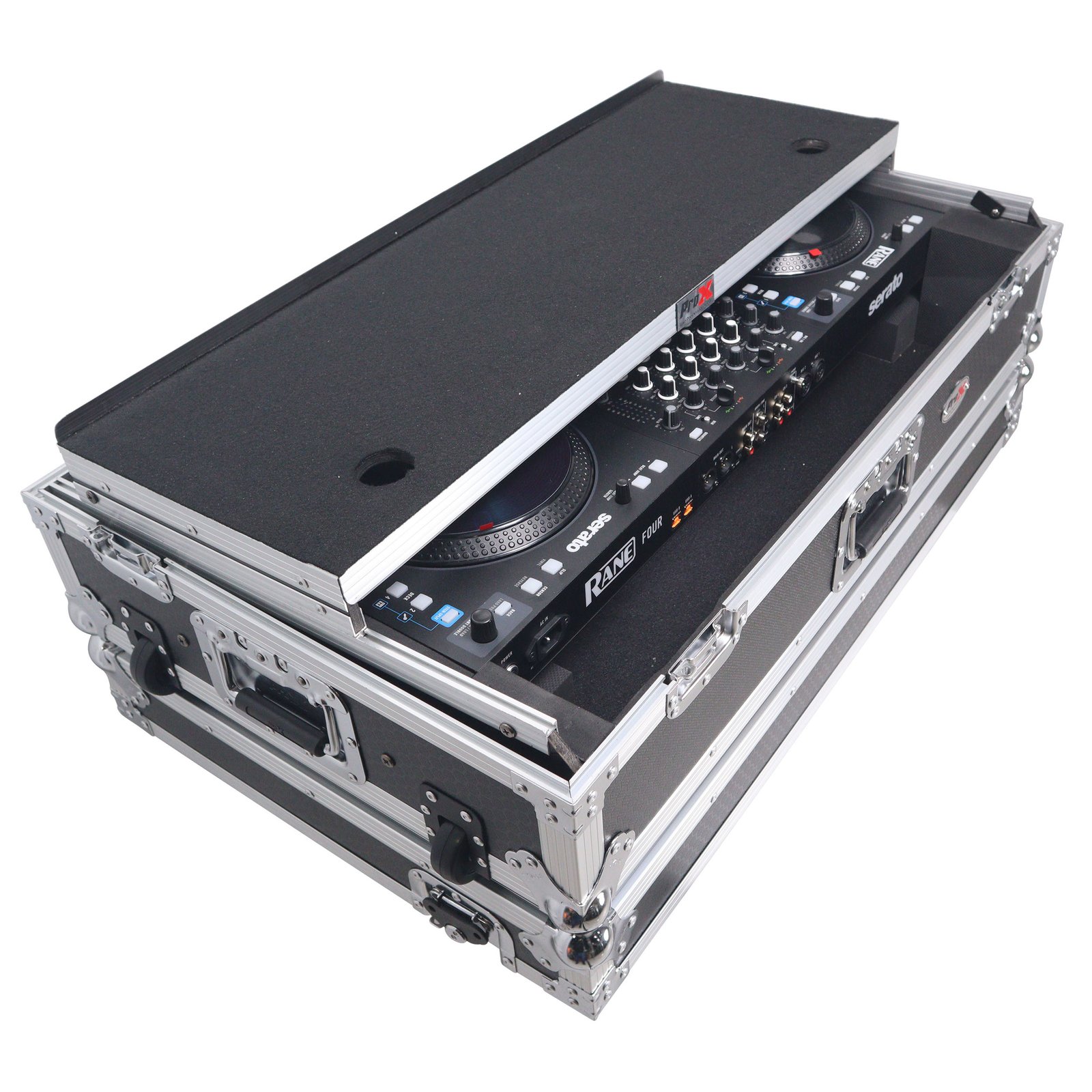 ProX XS-RANEFOUR WLT Road Case For RANE Four DJ Controller w/Laptop Shelf 1U Rack Space LED and Wheels - Image 3
