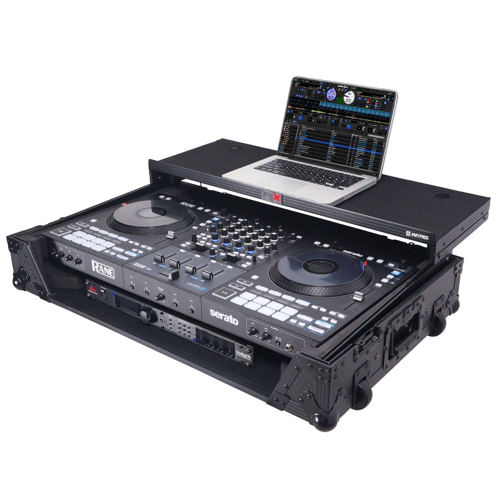 ProX XS-RANEFOUR WLTBL LED Road Case For RANE Four DJ Controller w/Laptop Shelf 1U Rack Space LED and Wheels - Image 2