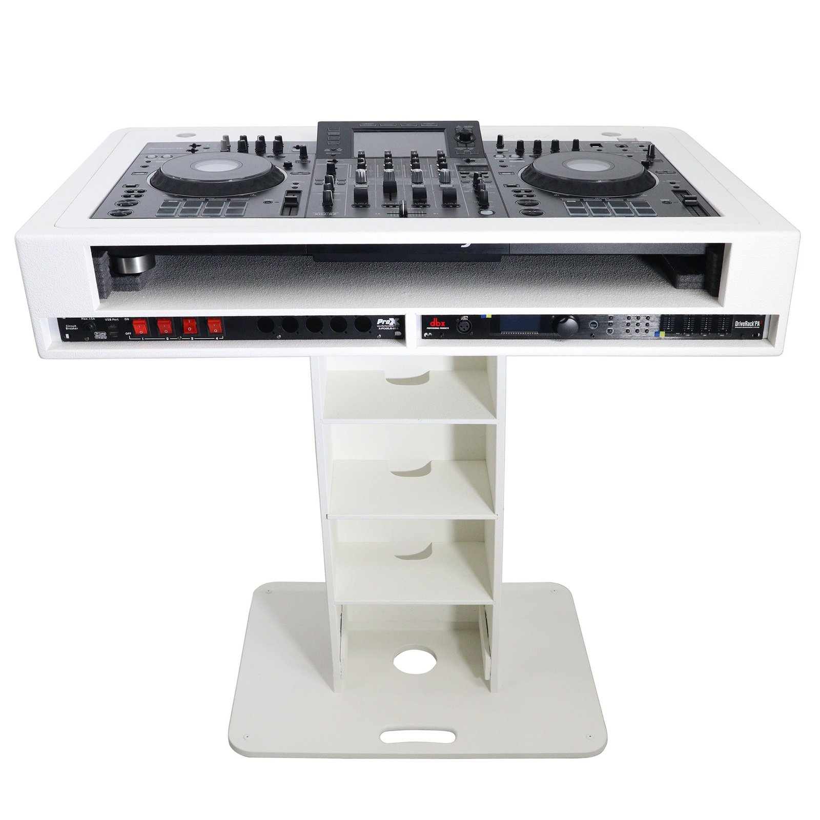 ProX XZF-DJCTWH2UCASE Control Tower DJ Podium with Road Cases | Pioneer DDJ-REV7,XDJ-XZ,DDJ-1000 RANE One WH - Image 2