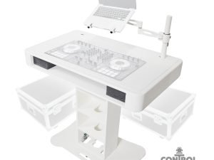 ProX XZF-DJCTWCASE Control Tower DJ Podium with Road Cases for Pioneer DDJ-REV7 XDJ-XZ DDJ-1000 RANE One WH