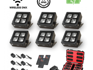 JMAZ MAD PAR 4IP 6PK 60W RGBWA+UV LED Battery Powered Outdoor Uplight Kit